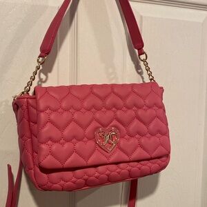 BNWT JUICY COUTURE Bright Pink Heart Quilted Crossbody Shoulder Bag